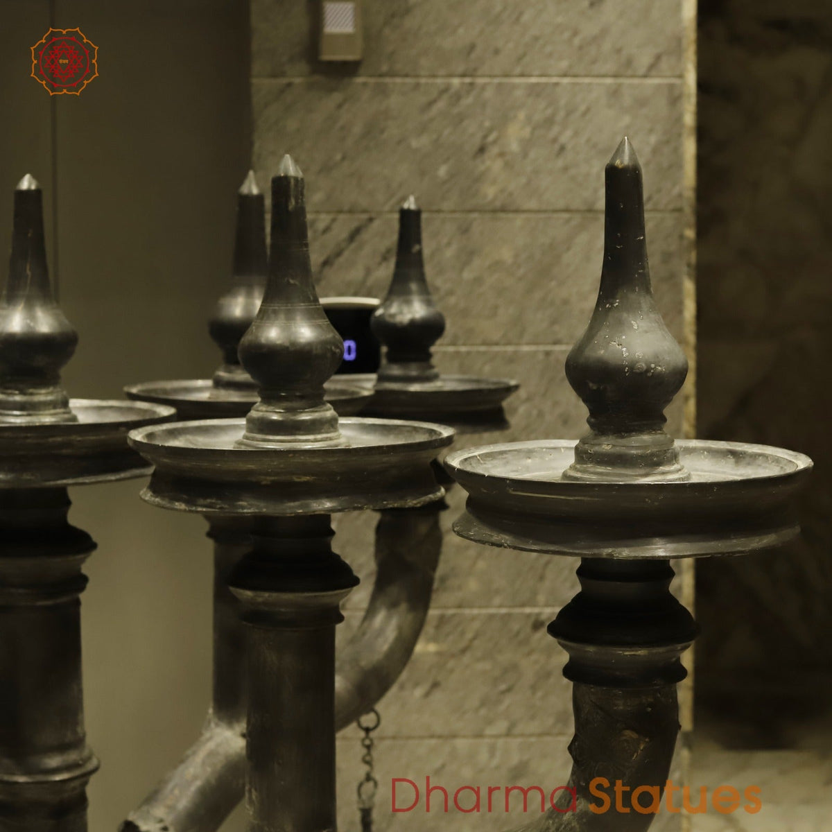 Bronze Lamp With 9 Heads, Natural Antique Finish 63”
