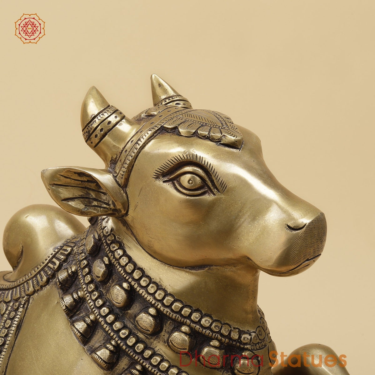 Brass Nandi Seated Fine, Antique Gold Finish 18”