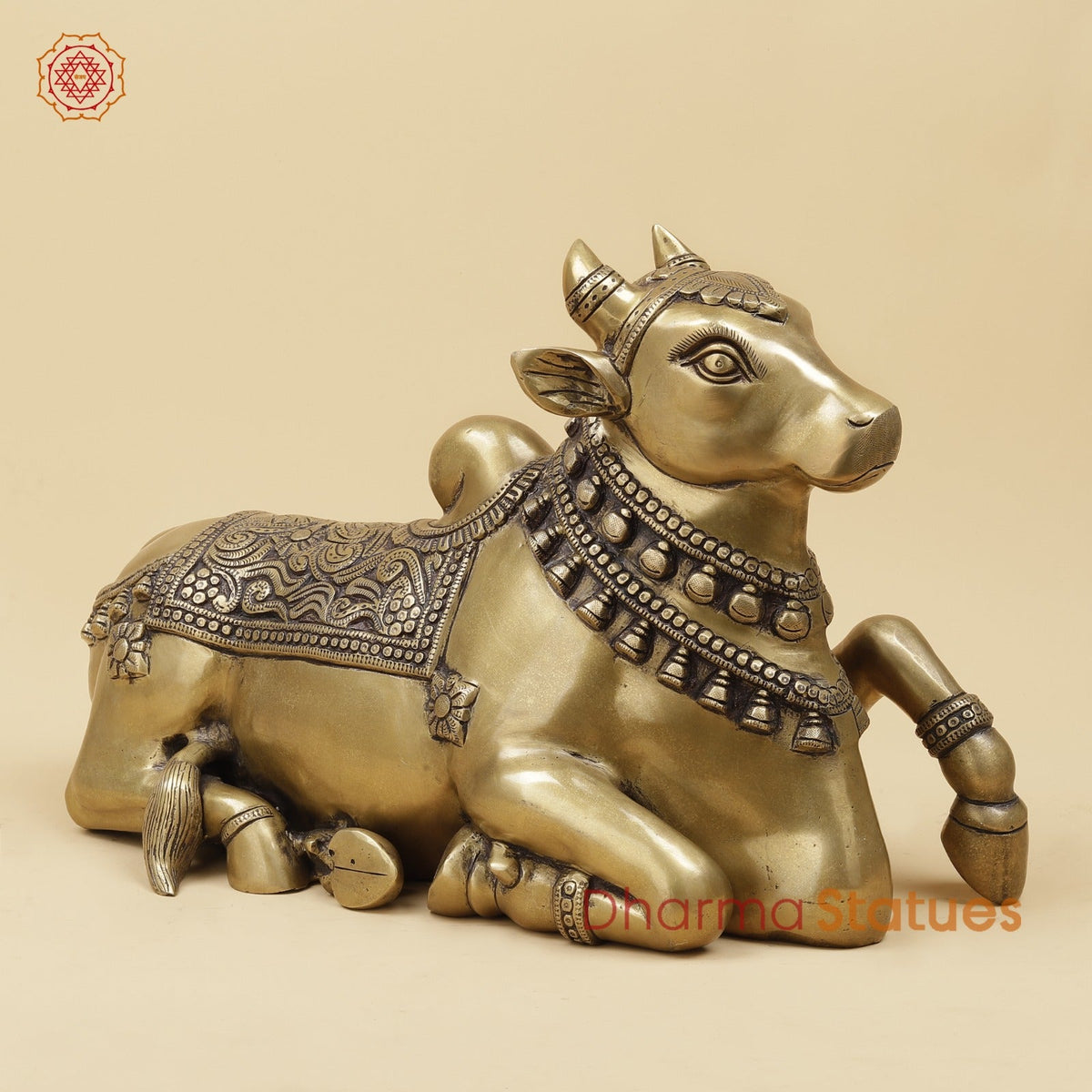 Brass Nandi Seated Fine, Antique Gold Finish 18”