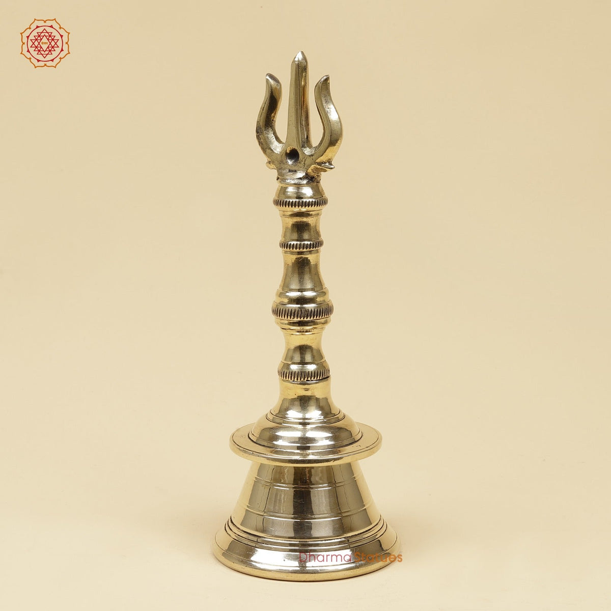 Bronze Trishul Hand Bell Fine, Smooth Finish 10”