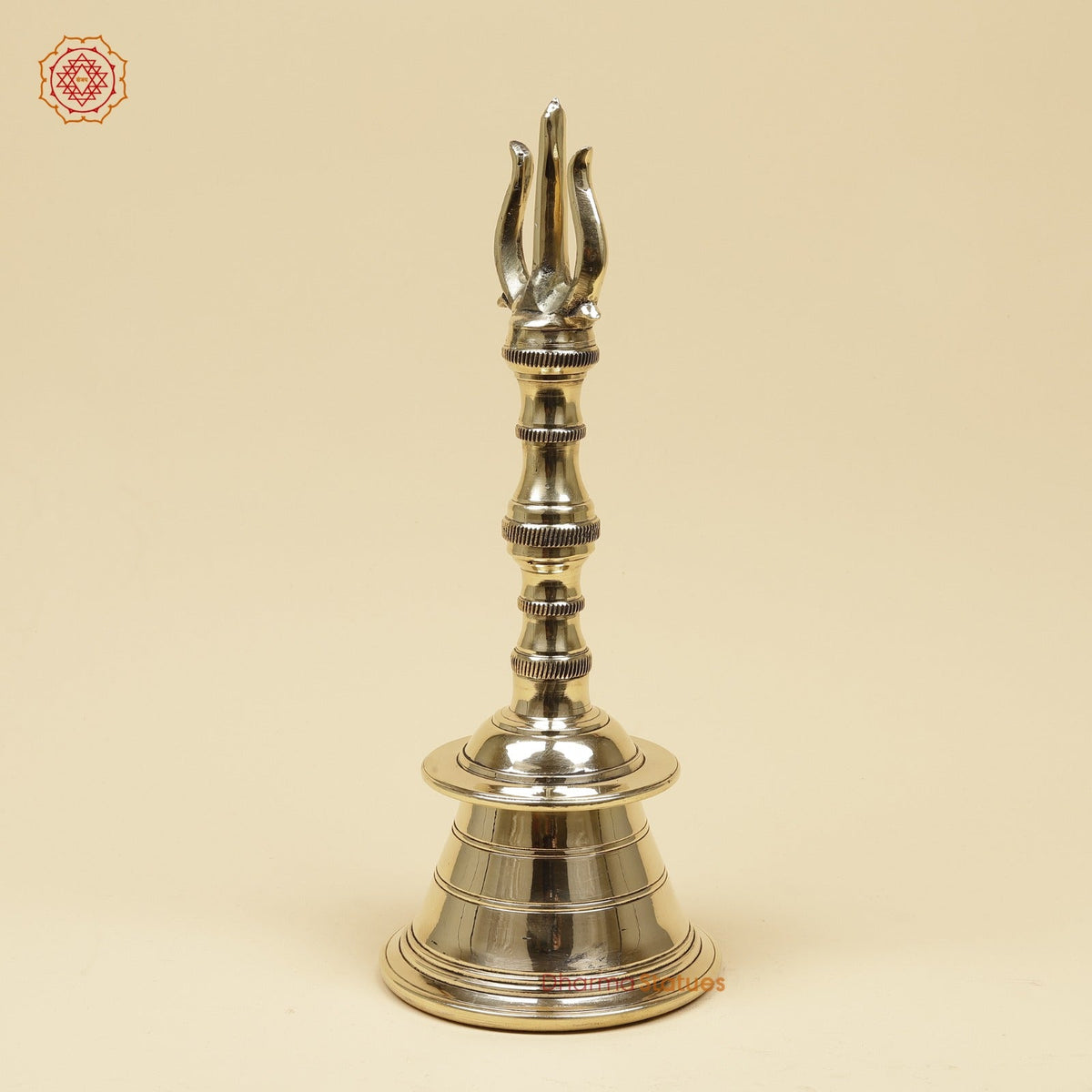 Bronze Trishul Hand Bell Fine, Smooth Finish 13”