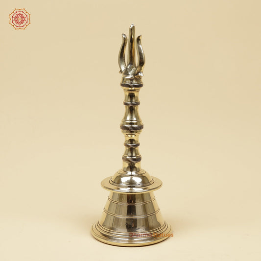 Bronze Trishul Hand Bell Fine, Smooth Finish 13”
