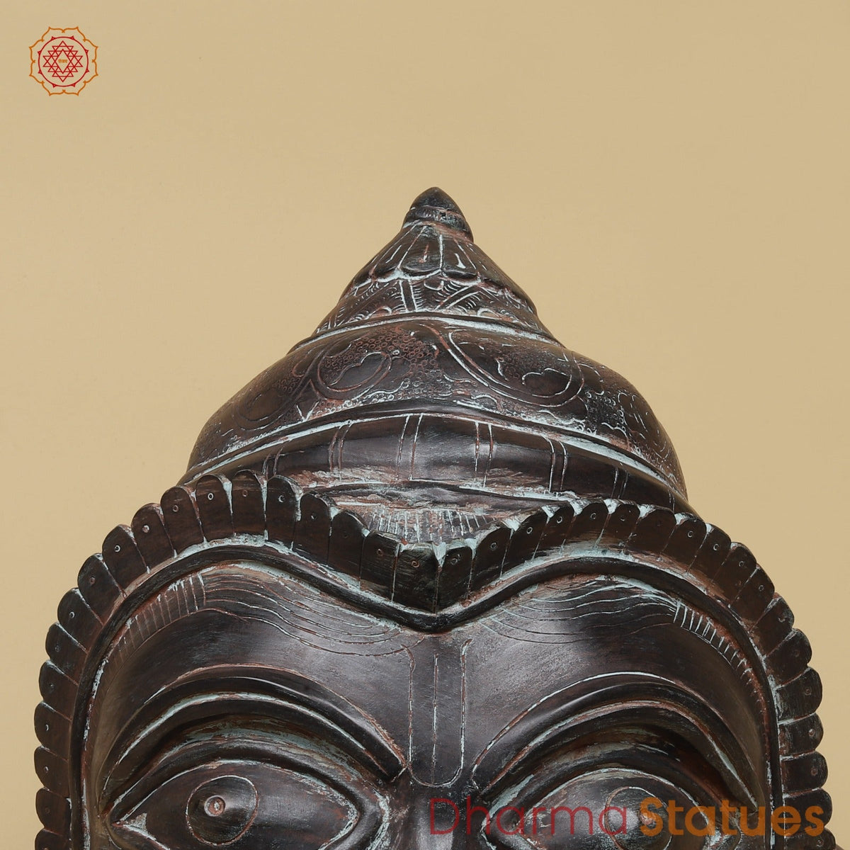 Brass Vintage Hanuman Head Fine, Antique Finish 14”