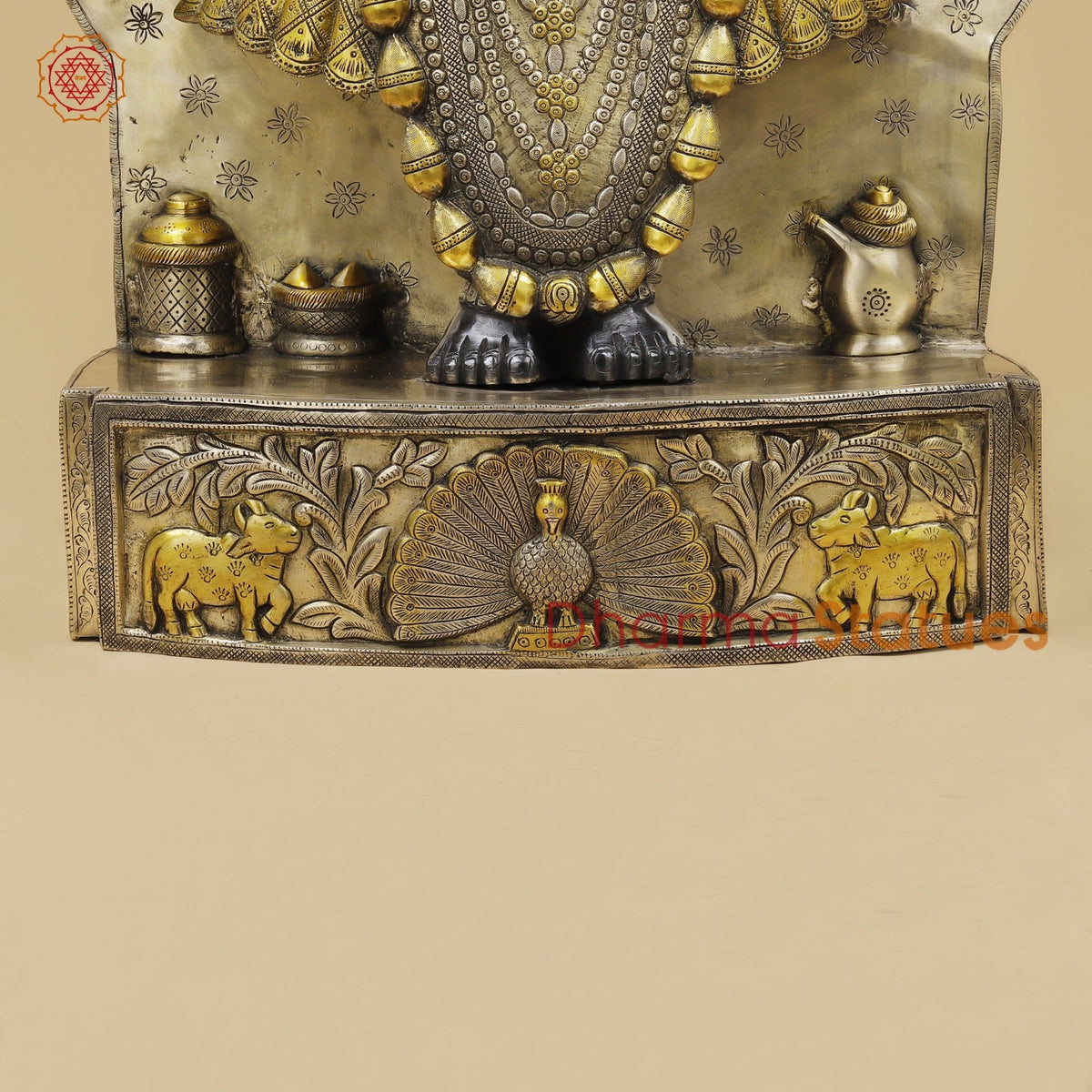 Brass Srinath Ji standing With Arch Fine, Black And Gold finish 36”