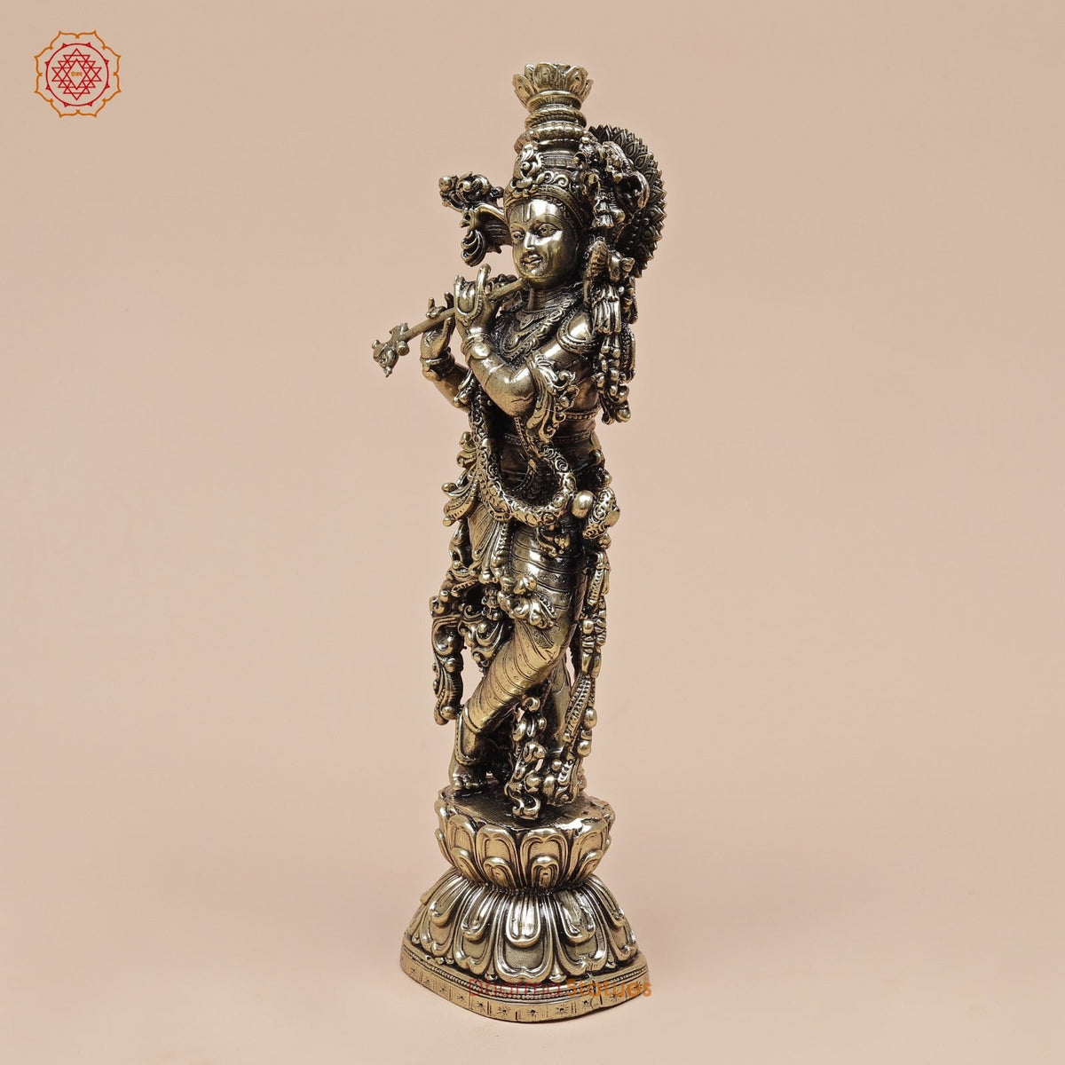 Brass Krishna Standing Fine 8”