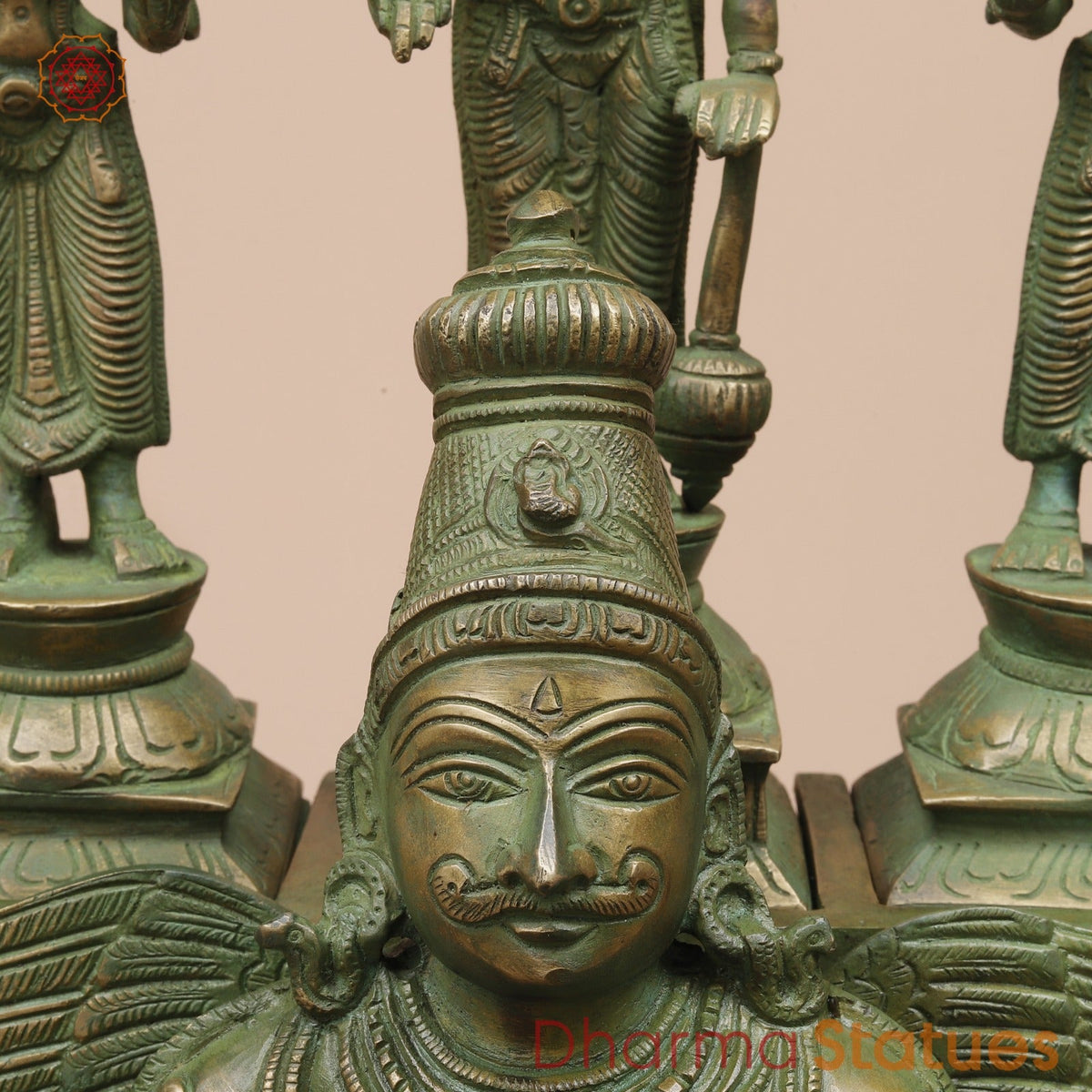 Brass Garuda Vaahan Fine, Antique Patina 17”