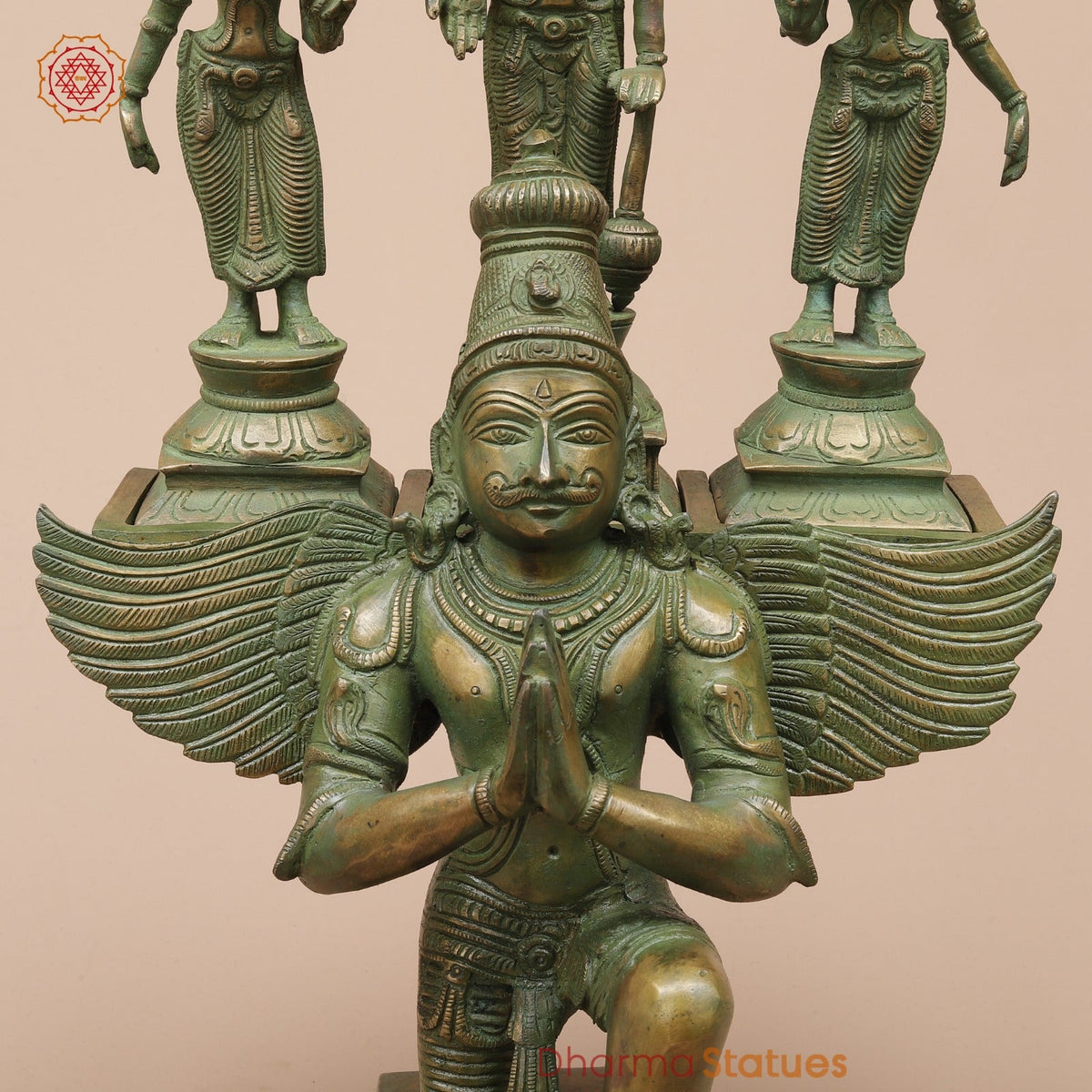 Brass Garuda Vaahan Fine, Antique Patina 17”