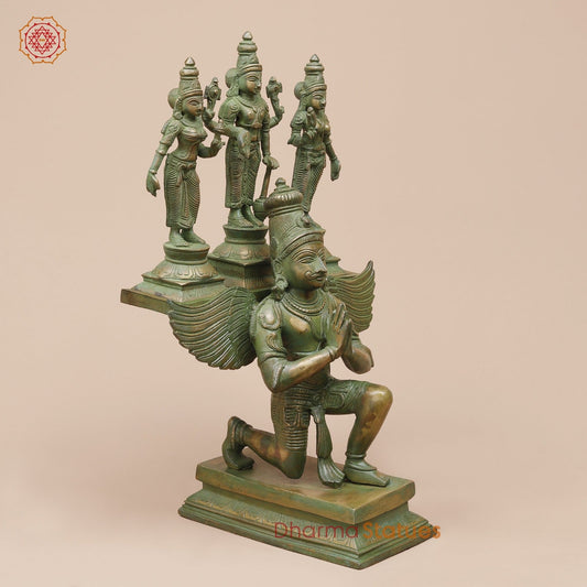 Brass Garuda Vaahan Fine, Antique Patina 17”
