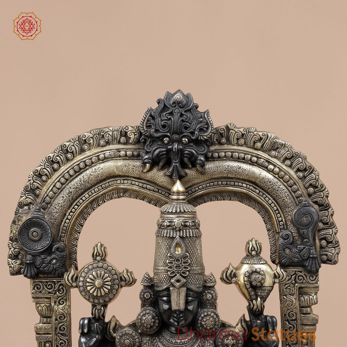 Brass Tirupati Balaji Fine With Arch, Black and Smooth Finish 56”