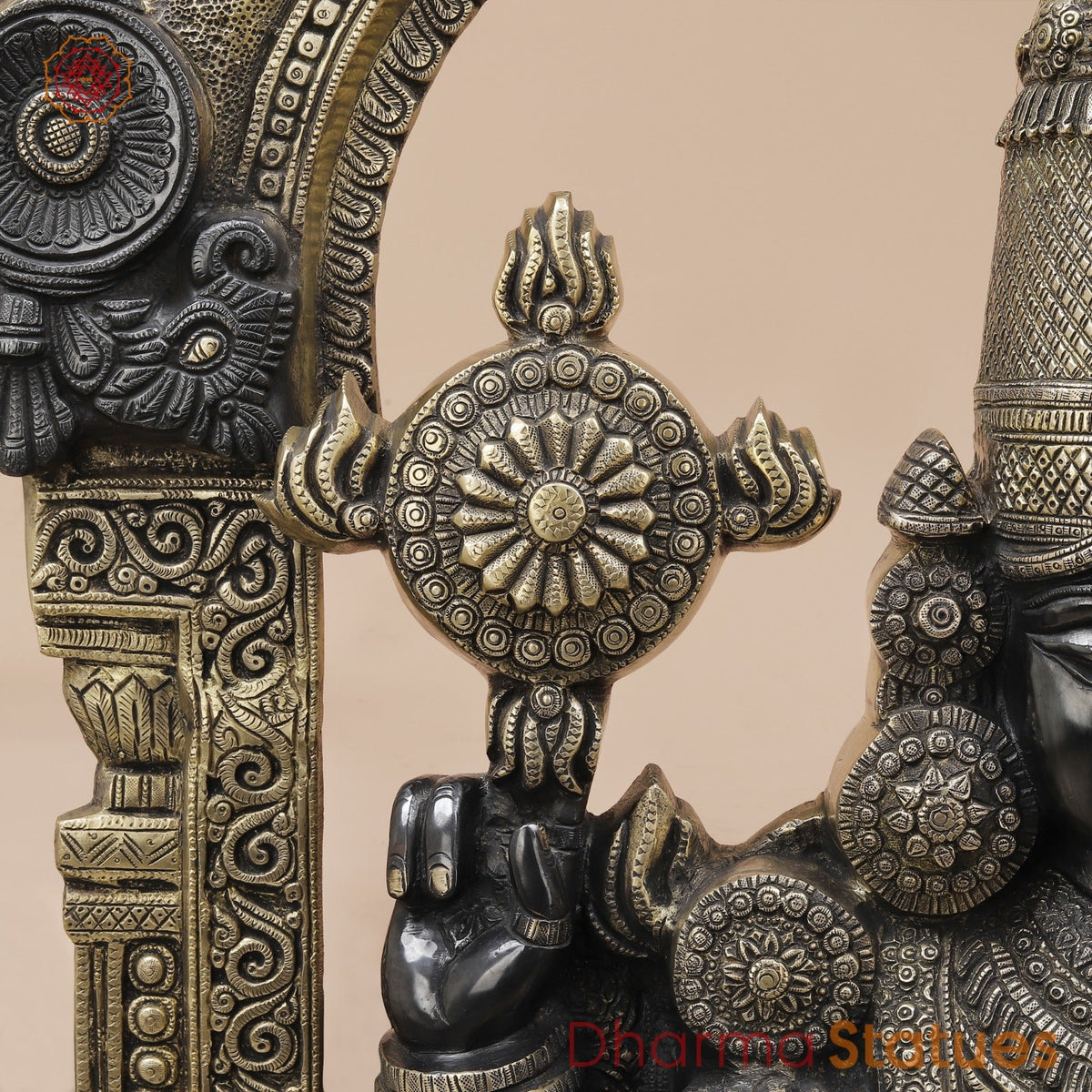 Brass Tirupati Balaji Fine With Arch, Black and Smooth Finish 56”