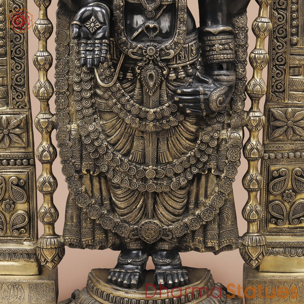 Brass Tirupati Balaji Fine With Arch, Black and Smooth Finish 56”