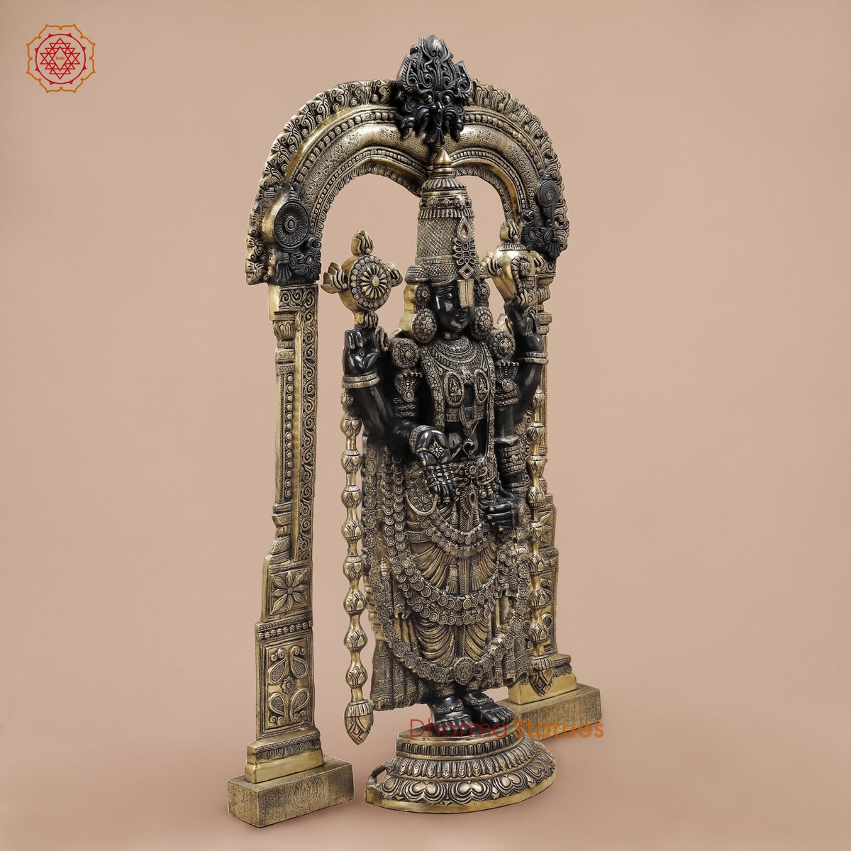 Brass Tirupati Balaji Fine With Arch, Black and Smooth Finish 56”