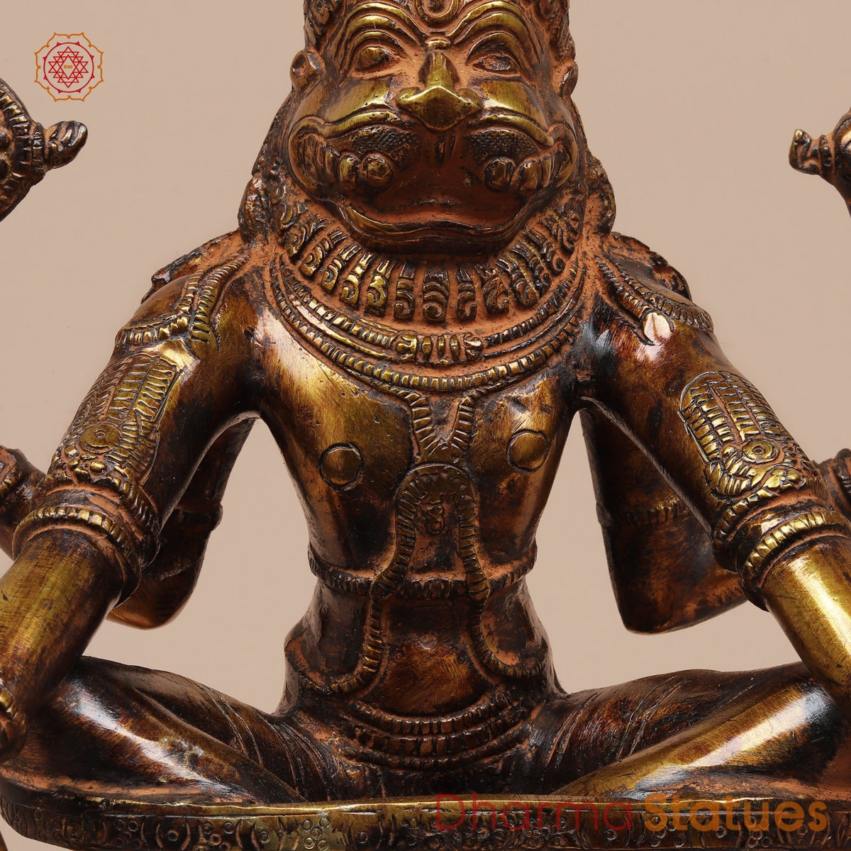 Brass Yoga Narsimha Seated Fine, Bronze Finish 11”