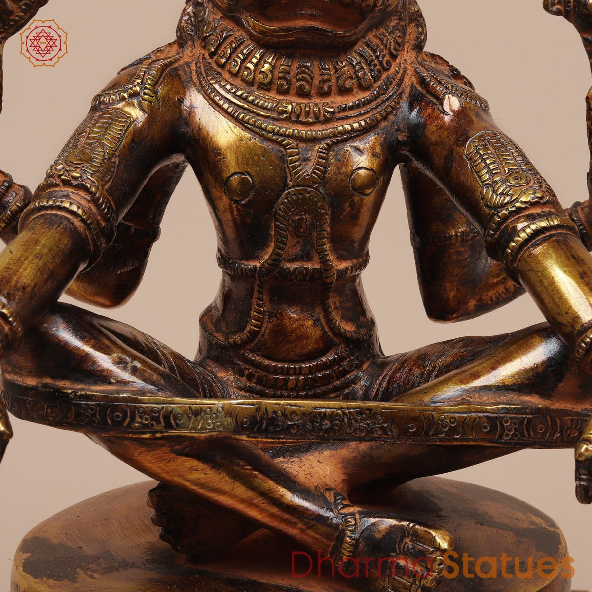 Brass Yoga Narsimha Seated Fine, Bronze Finish 11”