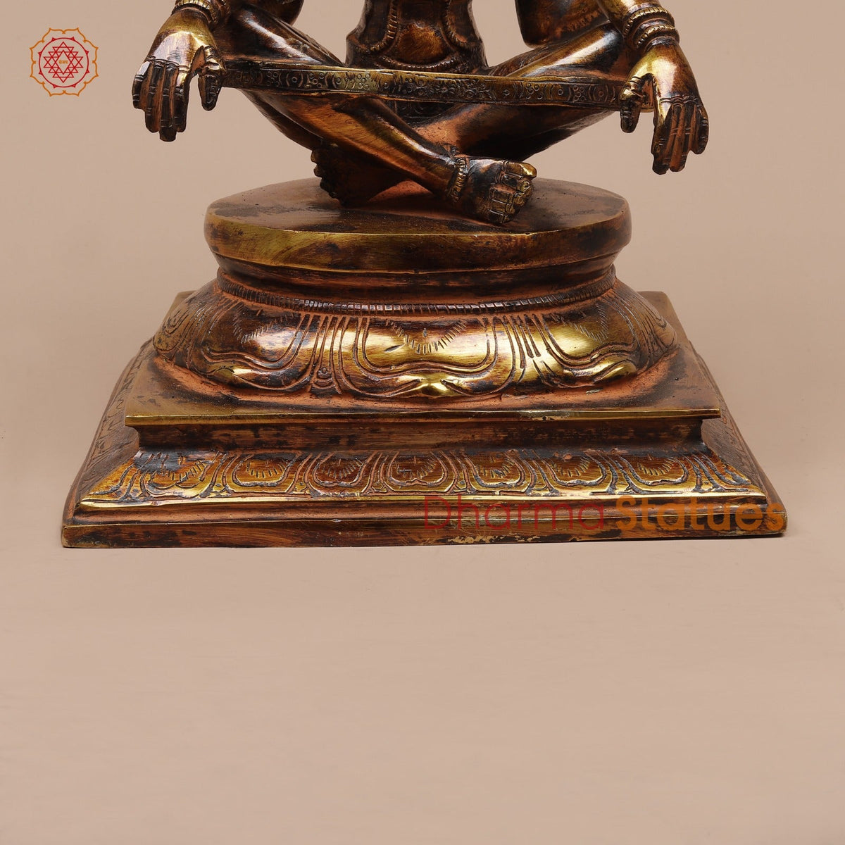 Brass Yoga Narsimha Seated Fine, Bronze Finish 11”