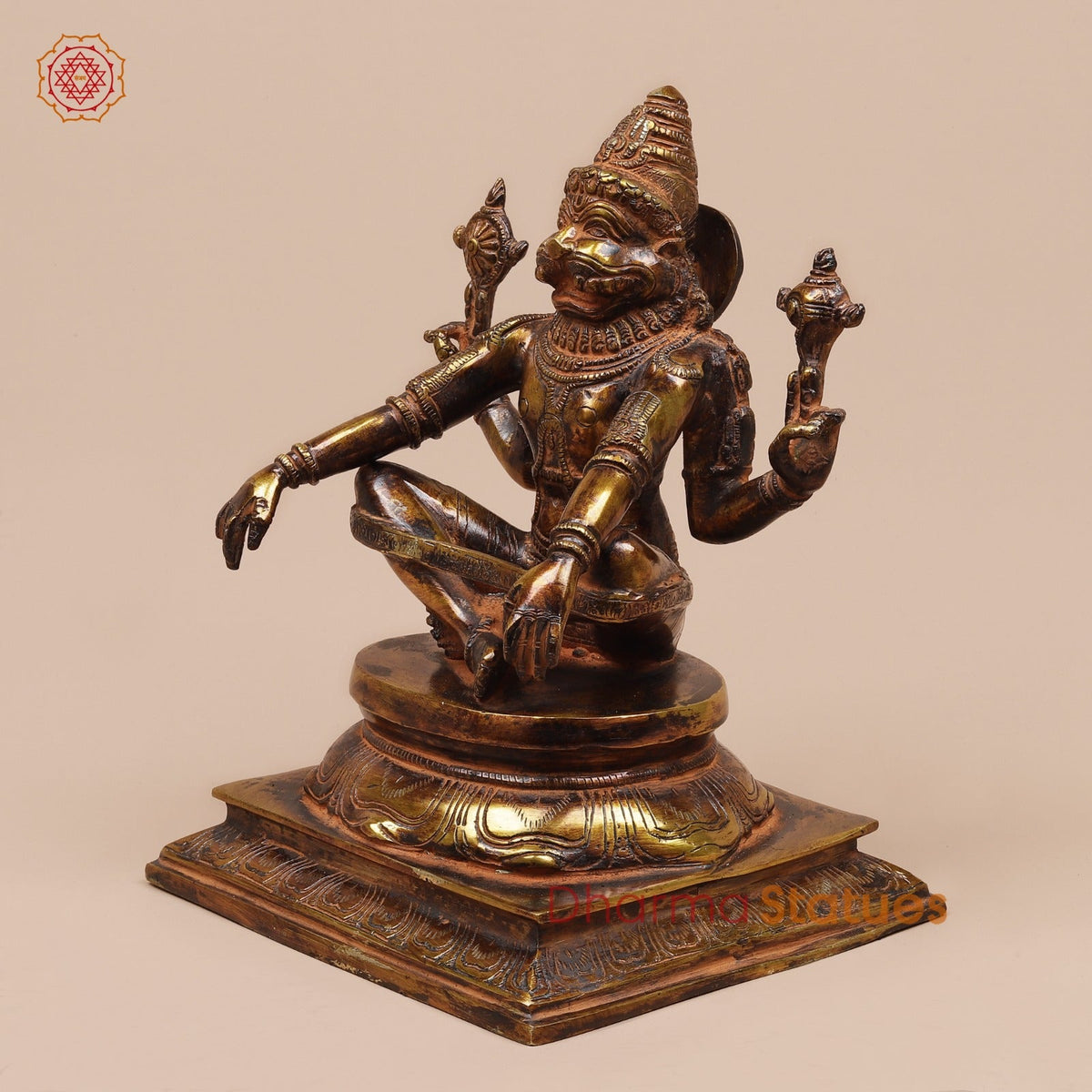 Brass Yoga Narsimha Seated Fine, Bronze Finish 11”