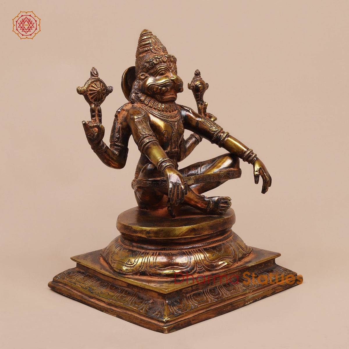 Brass Yoga Narsimha Seated Fine, Bronze Finish 11”