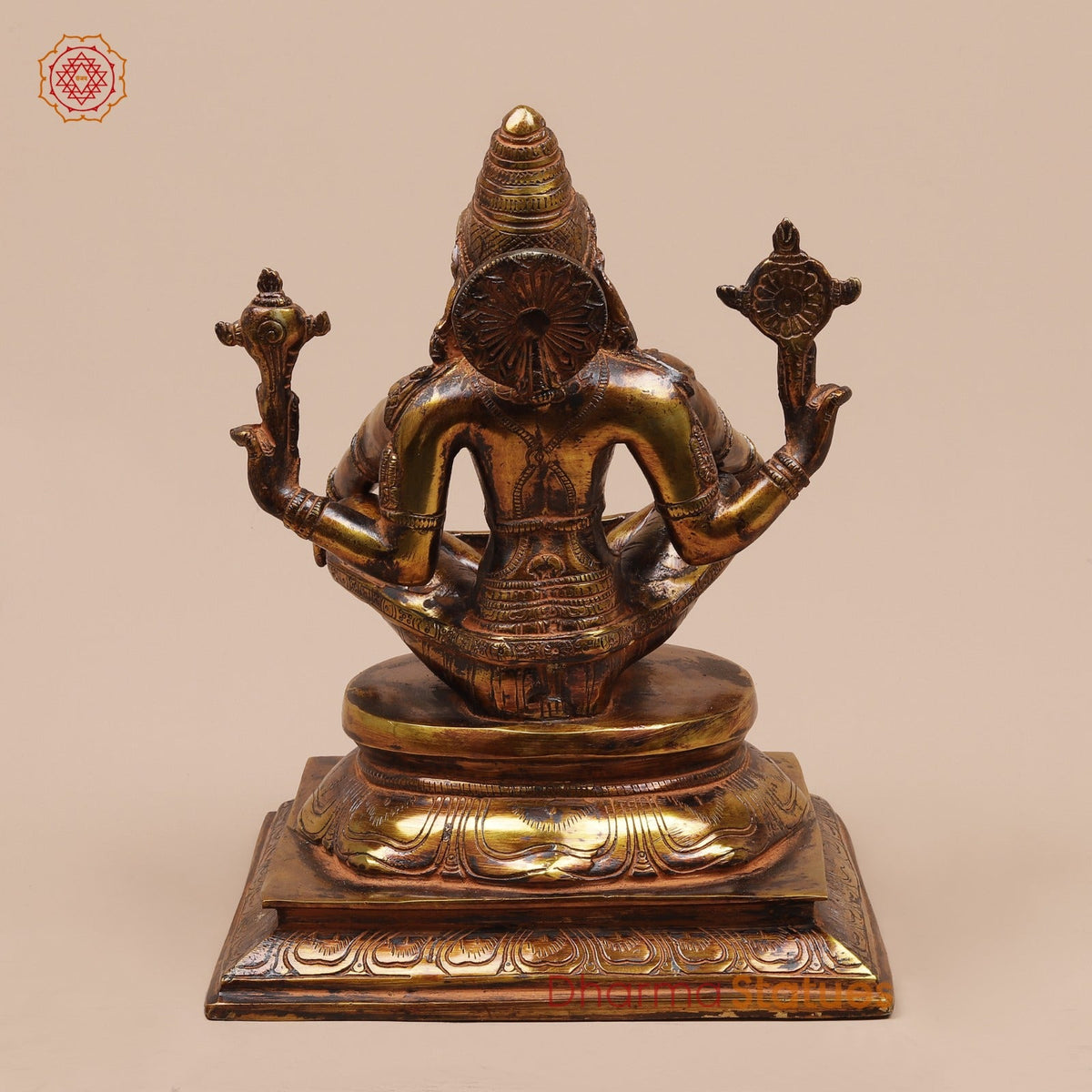 Brass Yoga Narsimha Seated Fine, Bronze Finish 11”