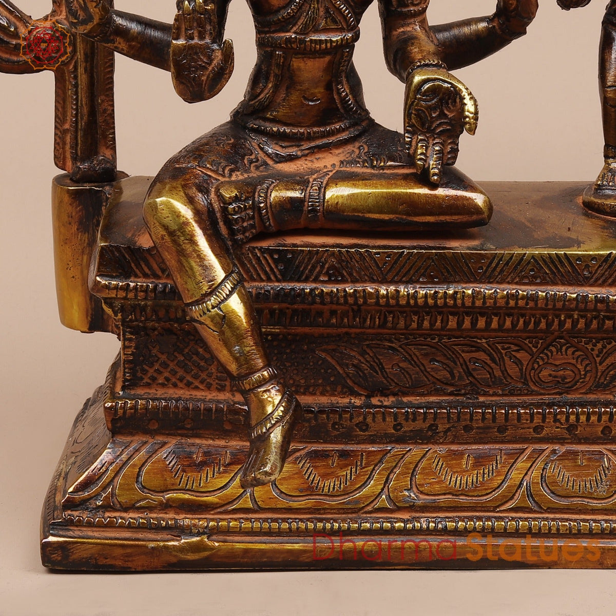 Brass Shiva Parwati Seated Fine with Arch (Somdaskandhar),Bronze Finish 11”