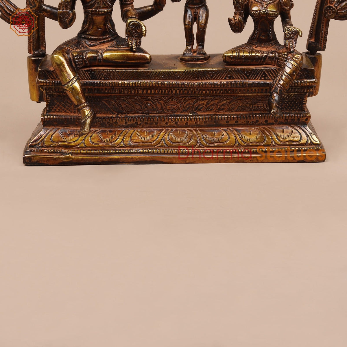 Brass Shiva Parwati Seated Fine with Arch (Somdaskandhar),Bronze Finish 11”