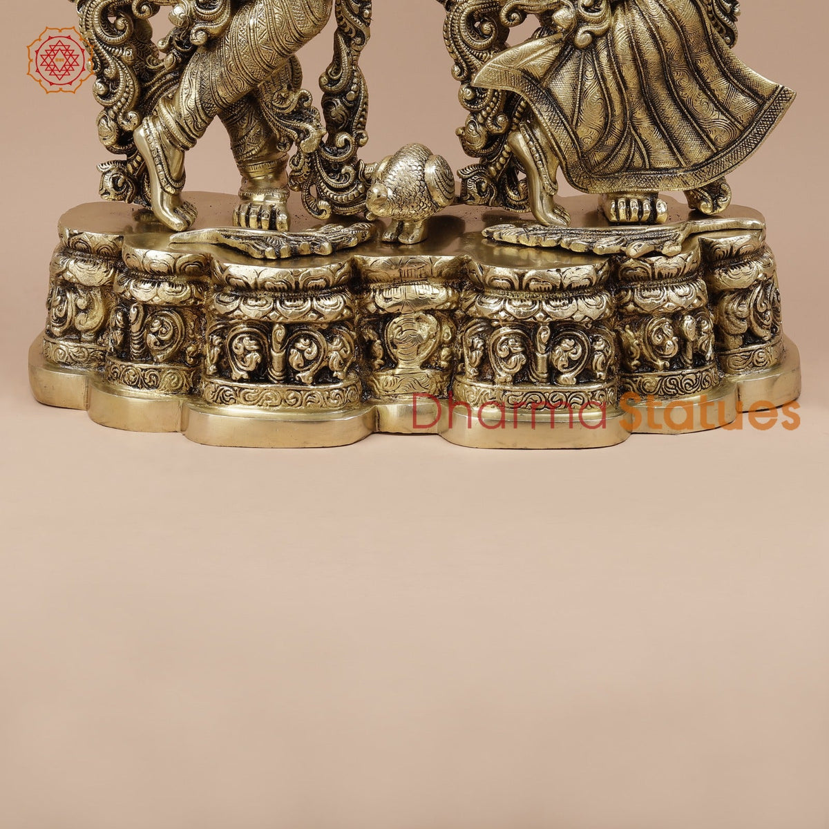 Brass Radha krishna Standing On Floral Base Fine, Special Gold Finish 27”