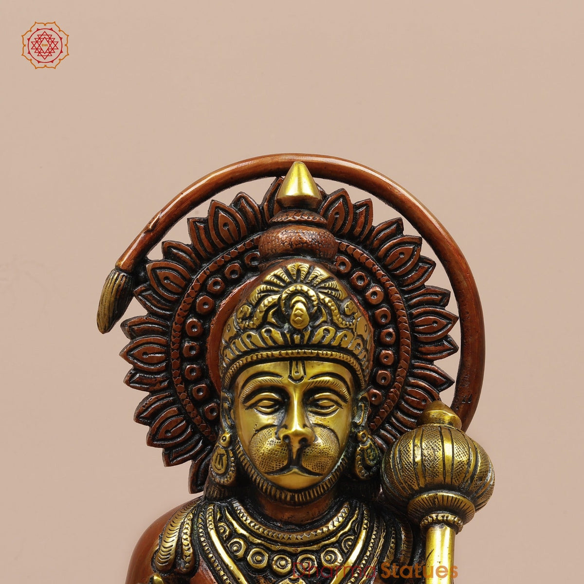 Brass Hanuman Ji seated Fine, Red Copper Finish 11”
