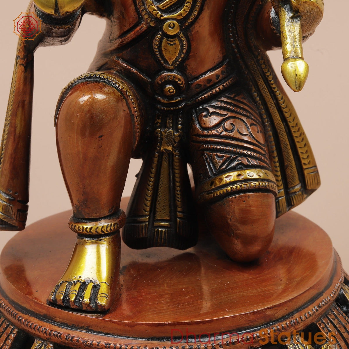 Brass Hanuman Ji seated Fine, Red Copper Finish 11”
