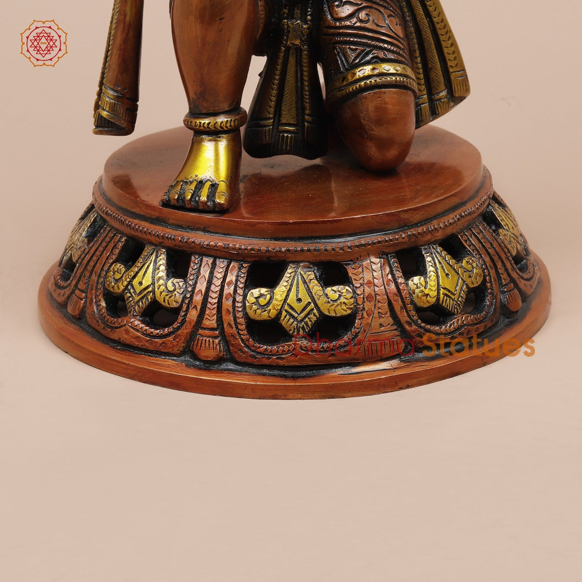 Brass Hanuman Ji seated Fine, Red Copper Finish 11”