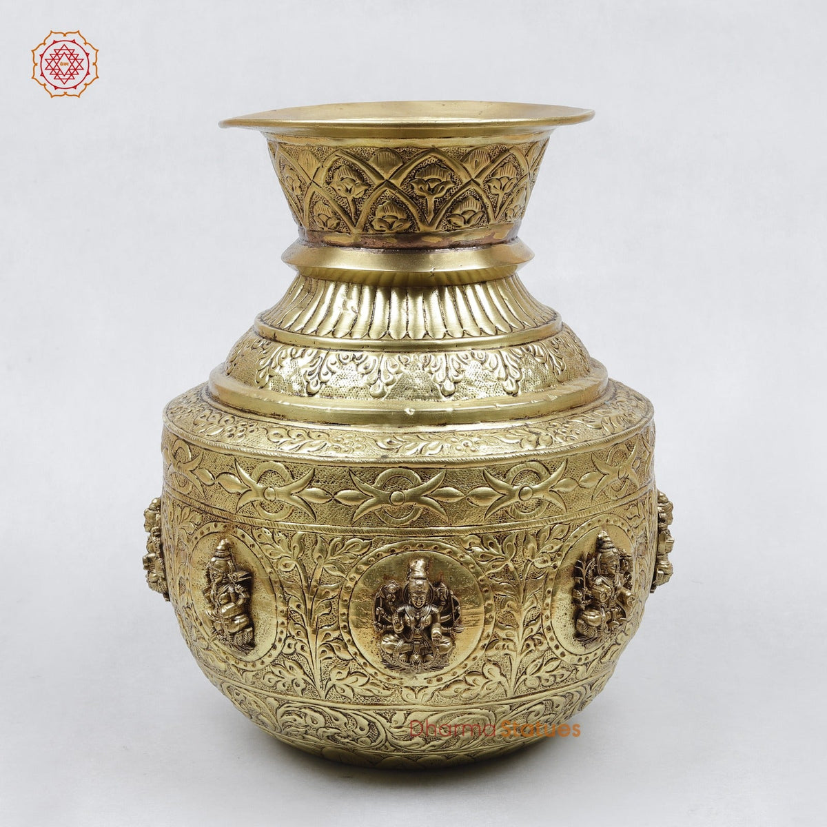 Brass Ashtlakshmi Kalsh Fine, Gold Finish 11”