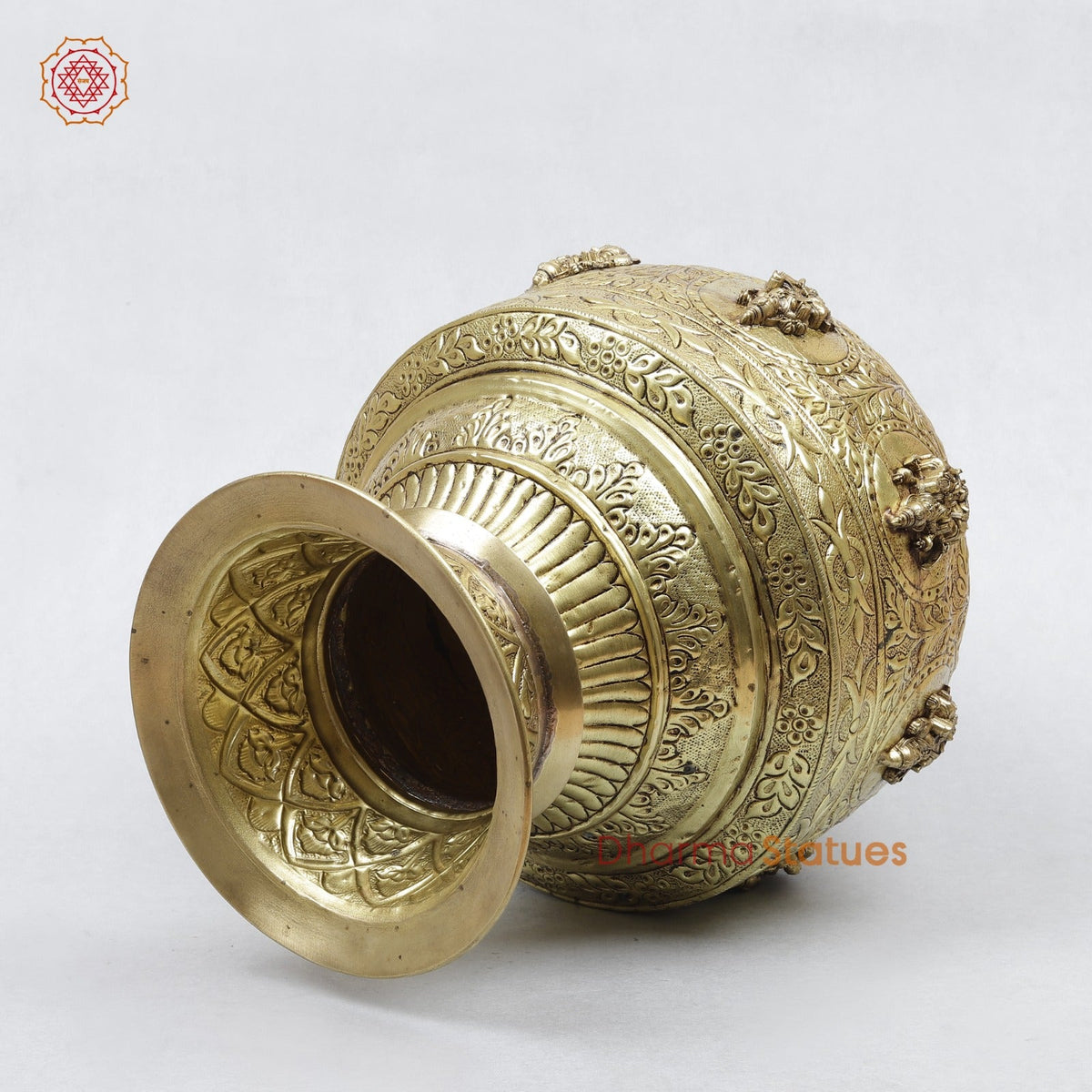 Brass Ashtlakshmi Kalsh Fine, Gold Finish 11”