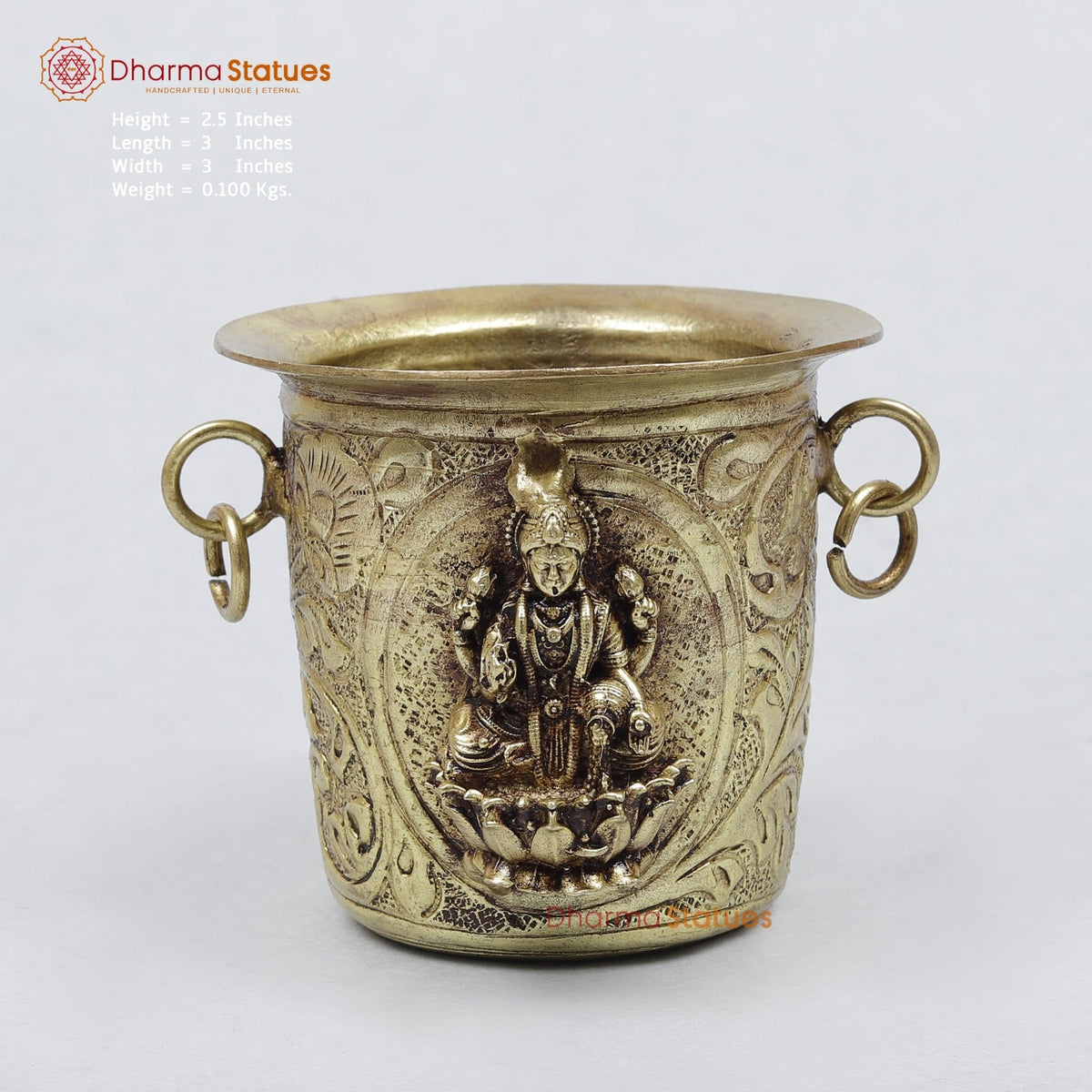 Brass Lakshmi and Balaji Glass For Pooja, Gold Finish 3”