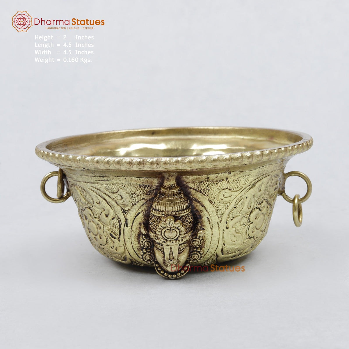 Brass Lakshmi and Balaji Bowl For Pooja, Gold Finish 2”