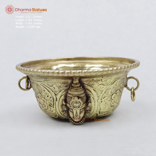 Brass Lakshmi and Balaji Bowl For Pooja, Gold Finish 2”