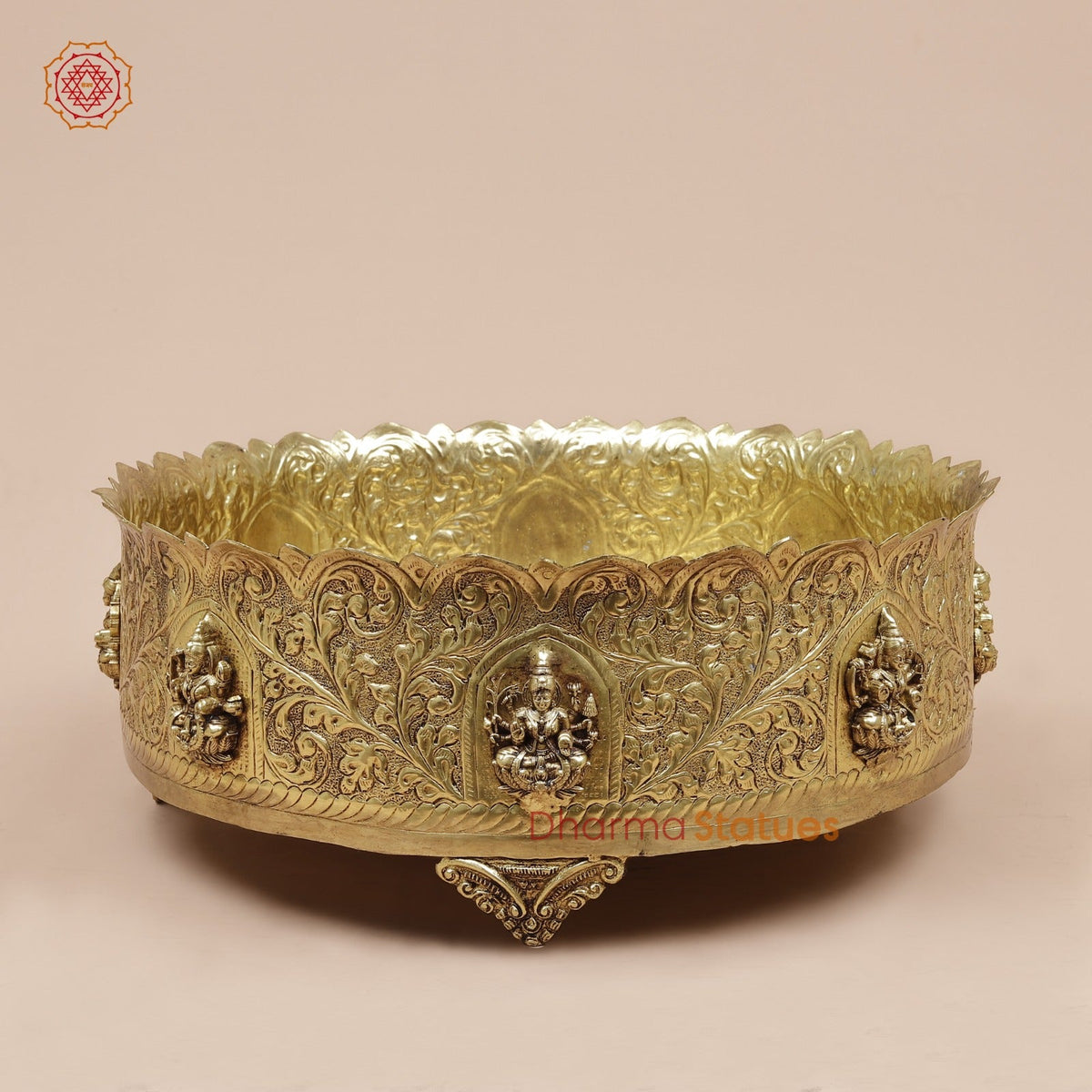 Brass Ashtlakshmi Urli Fine , Gold Finish 13”