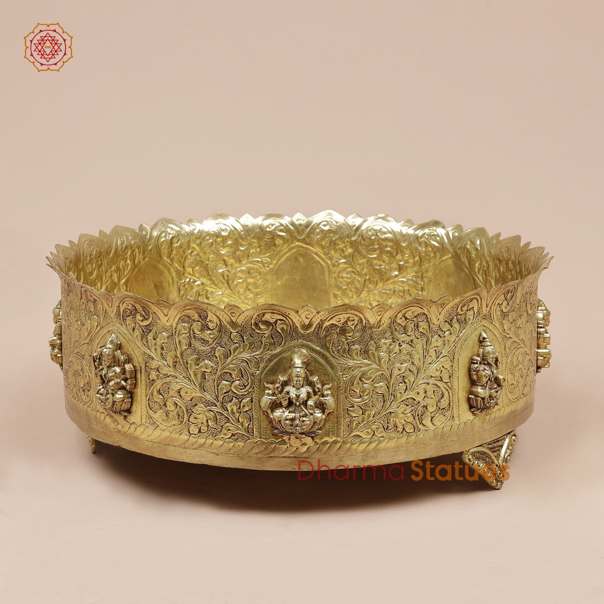 Brass Ashtlakshmi Urli Fine , Gold Finish 13”