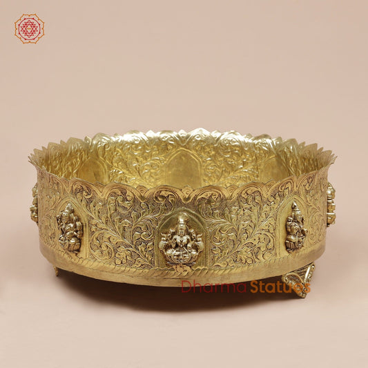 Brass Ashtlakshmi Urli Fine , Gold Finish 13”