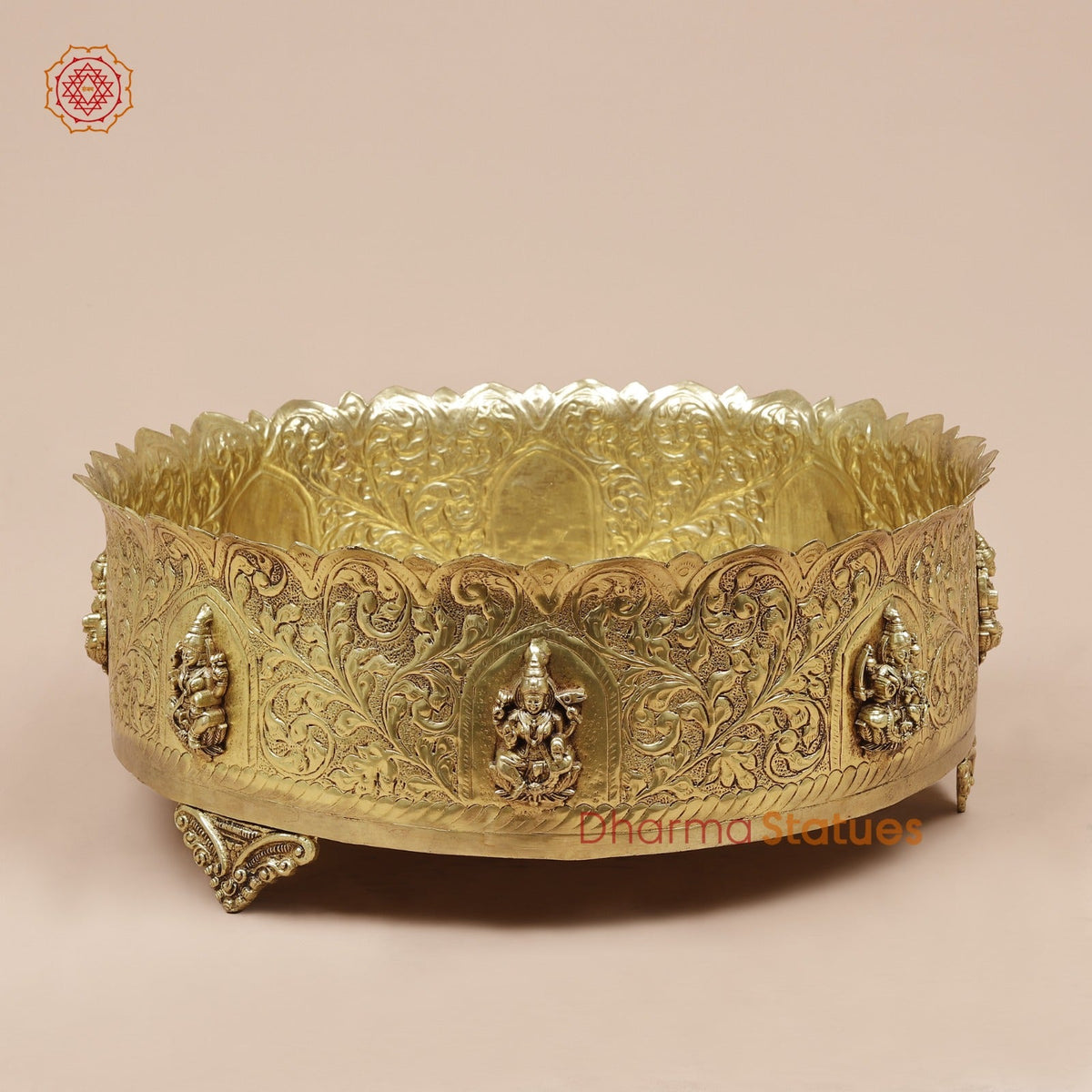 Brass Ashtlakshmi Urli Fine , Gold Finish 13”