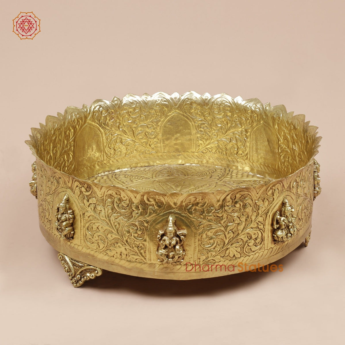 Brass Ashtlakshmi Urli Fine , Gold Finish 13”