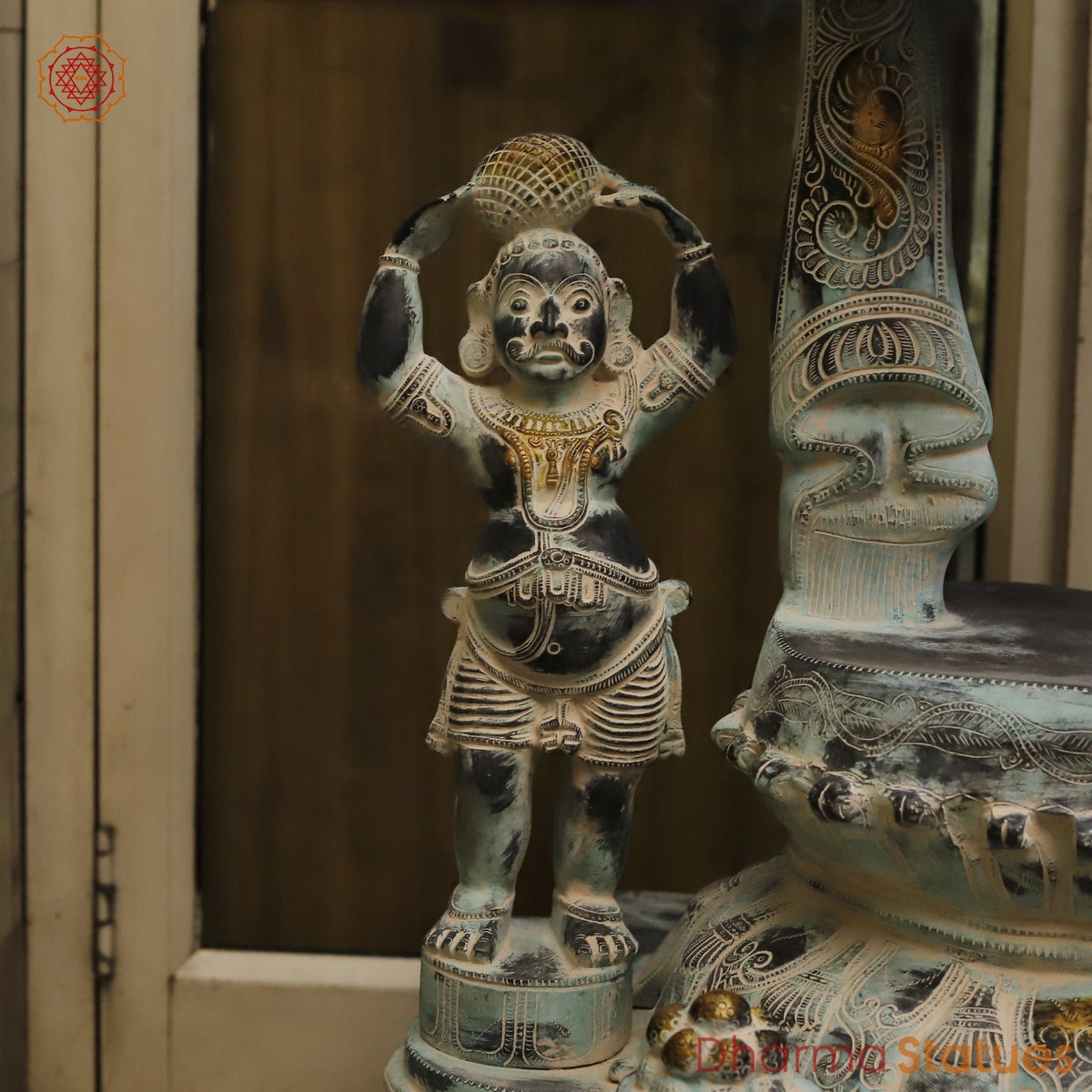Brass Dancing Ganesh Large with Devotees On the base Fine, Antique Finish 64”