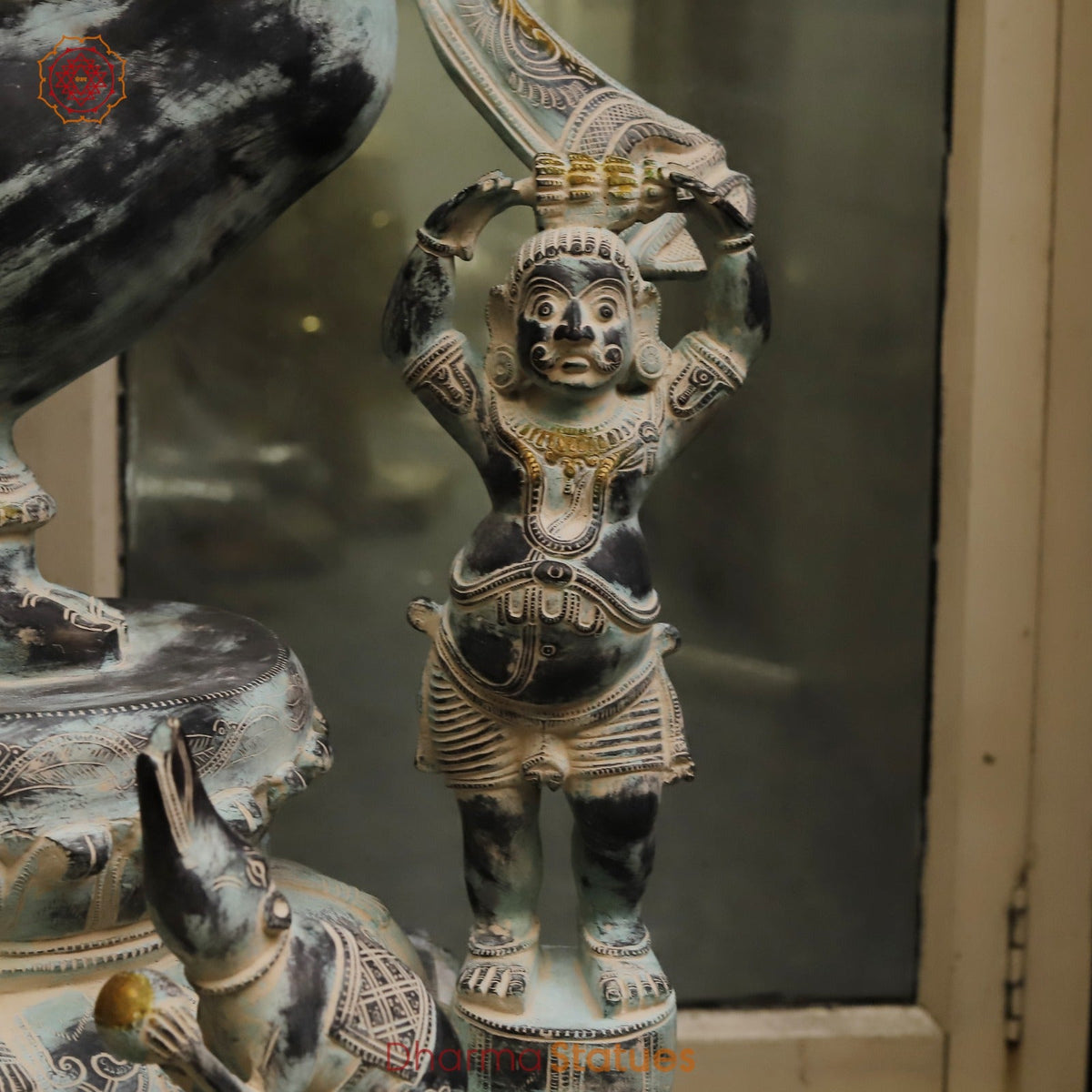 Brass Dancing Ganesh Large with Devotees On the base Fine, Antique Finish 64”