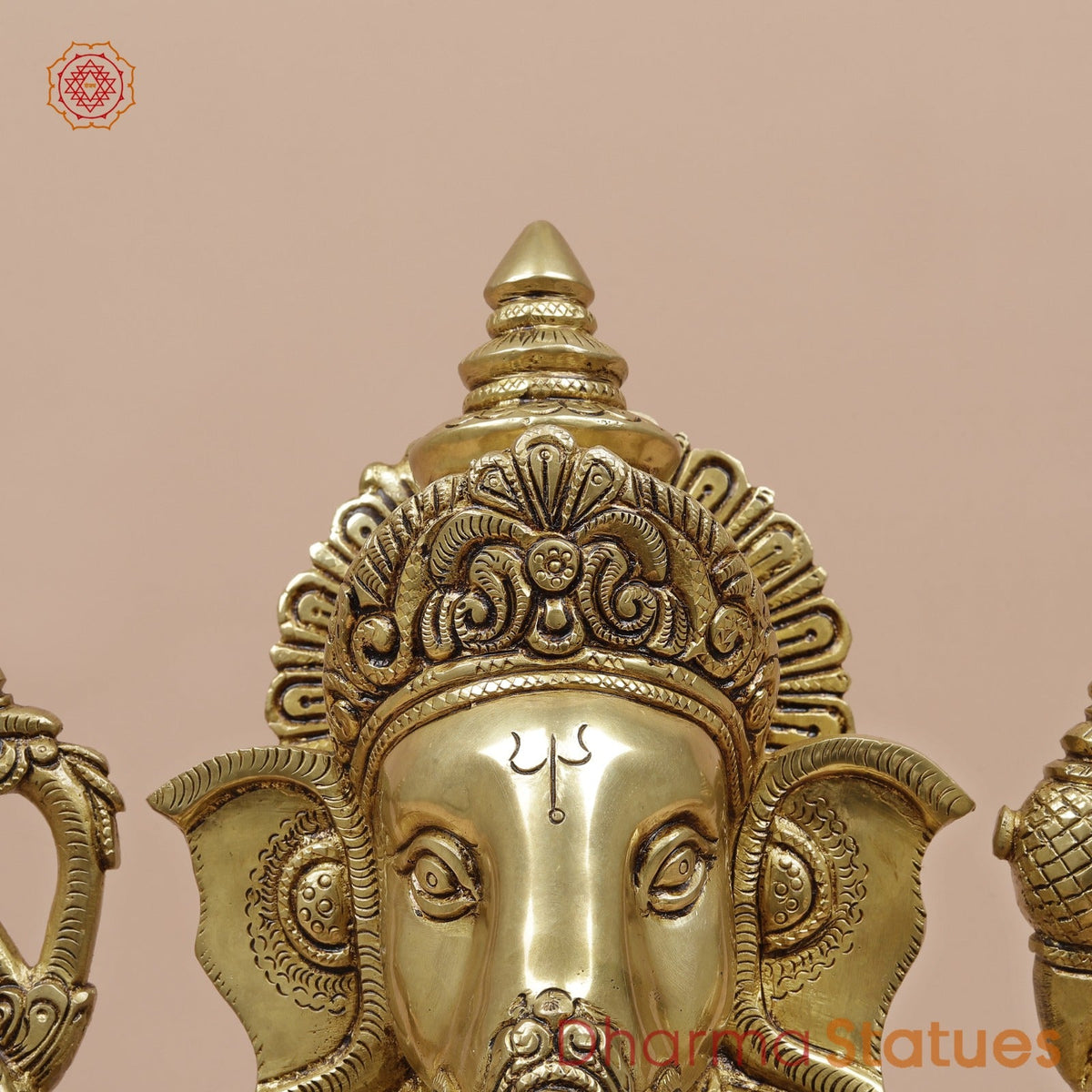 Brass Ganesh Seated fine, Special Gold Finish 14”