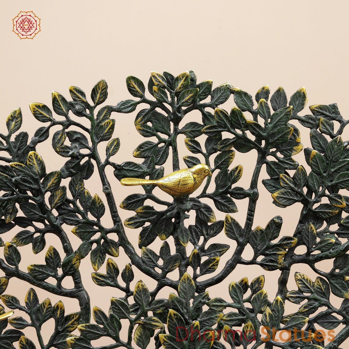 Brass Kalpvriksh Tree Fine, Sea Green and Gold Finish 27”