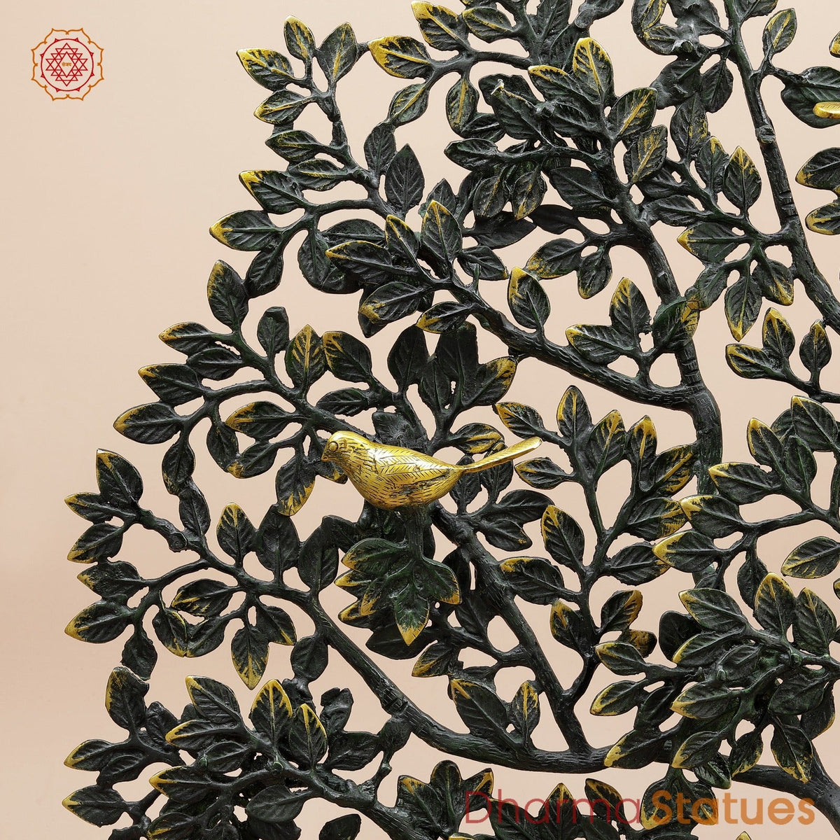 Brass Kalpvriksh Tree Fine, Sea Green and Gold Finish 27”