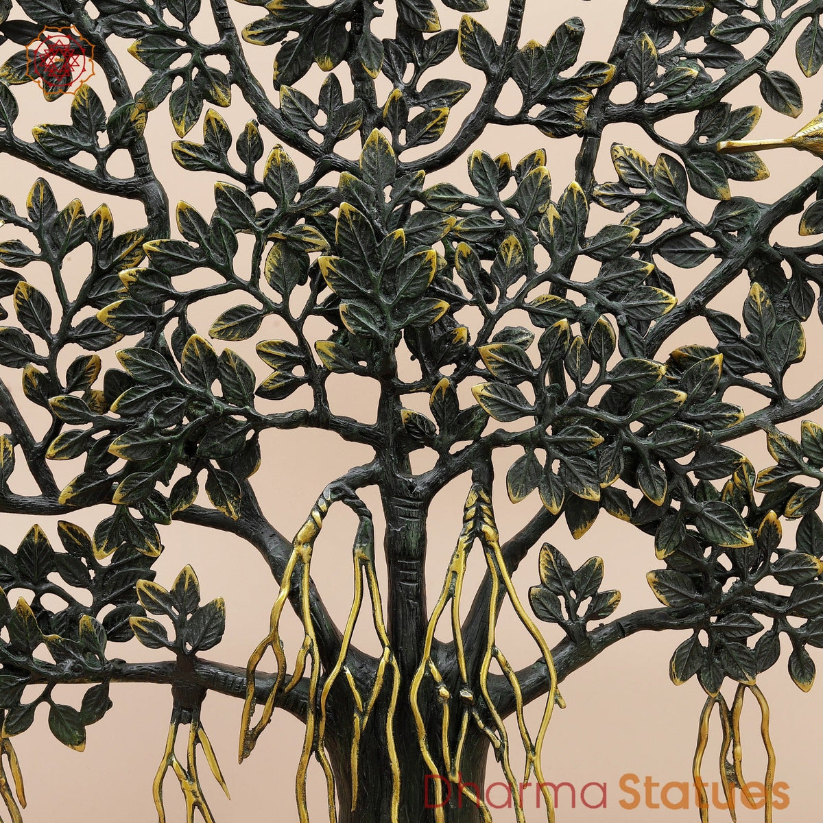 Brass Kalpvriksh Tree Fine, Sea Green and Gold Finish 27”