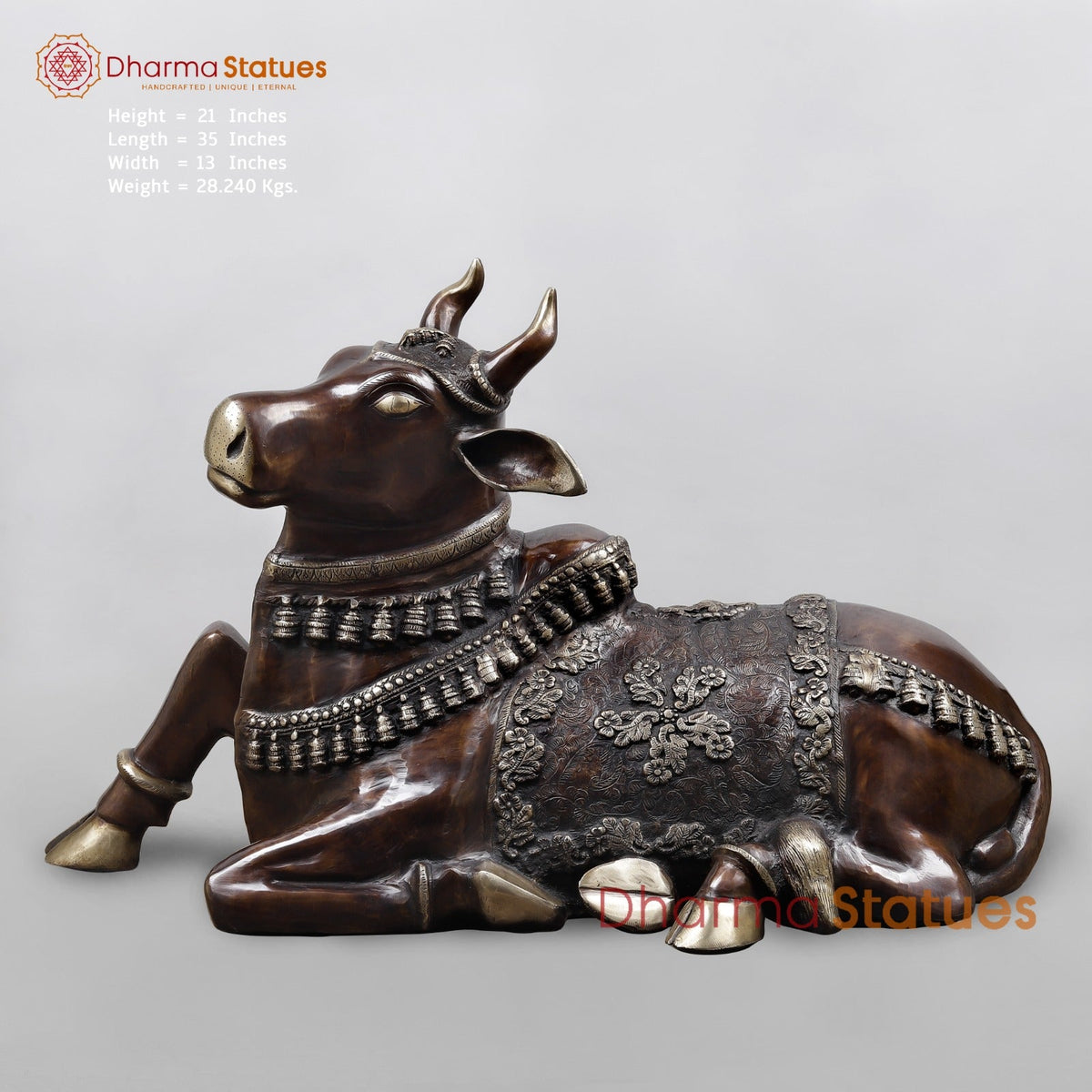 Brass Nandi Seated Fine, Copper & Gold Finish 35”