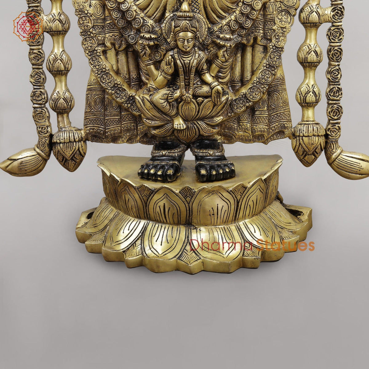 Brass Tirupati Balaji With Garland and Fine Carving, Royal Black Finish 48”