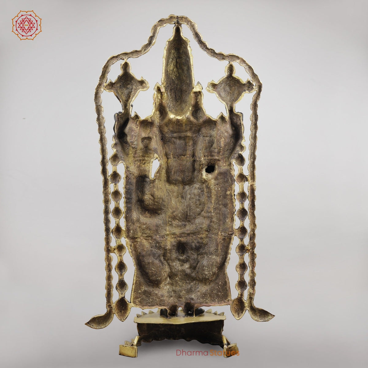 Brass Tirupati Balaji With Garland and Fine Carving, Royal Black Finish 48”