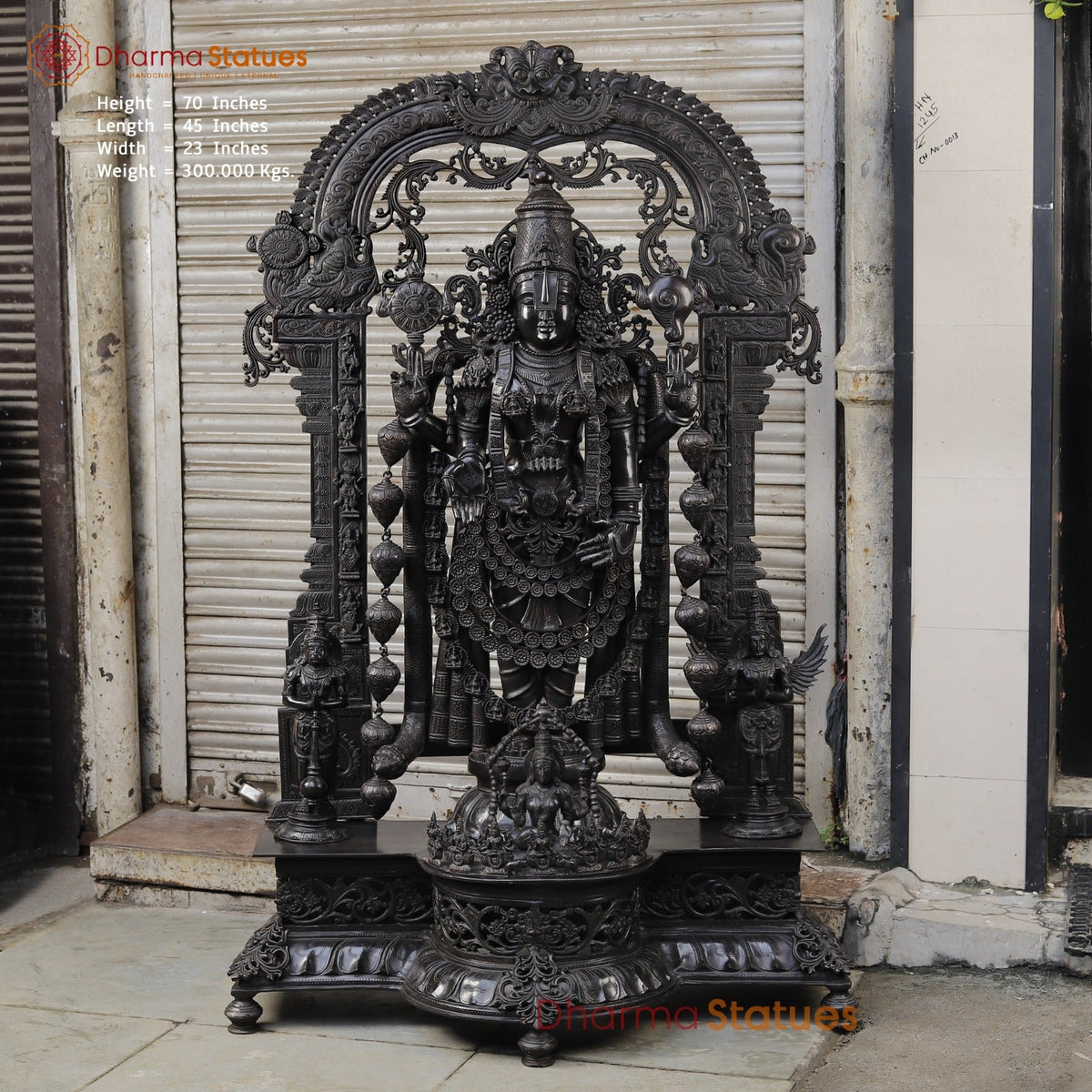 Bronze Tiruapti Balaji Fine with Dhanlakshmi and Arch, Natural Bronze Finish 70”