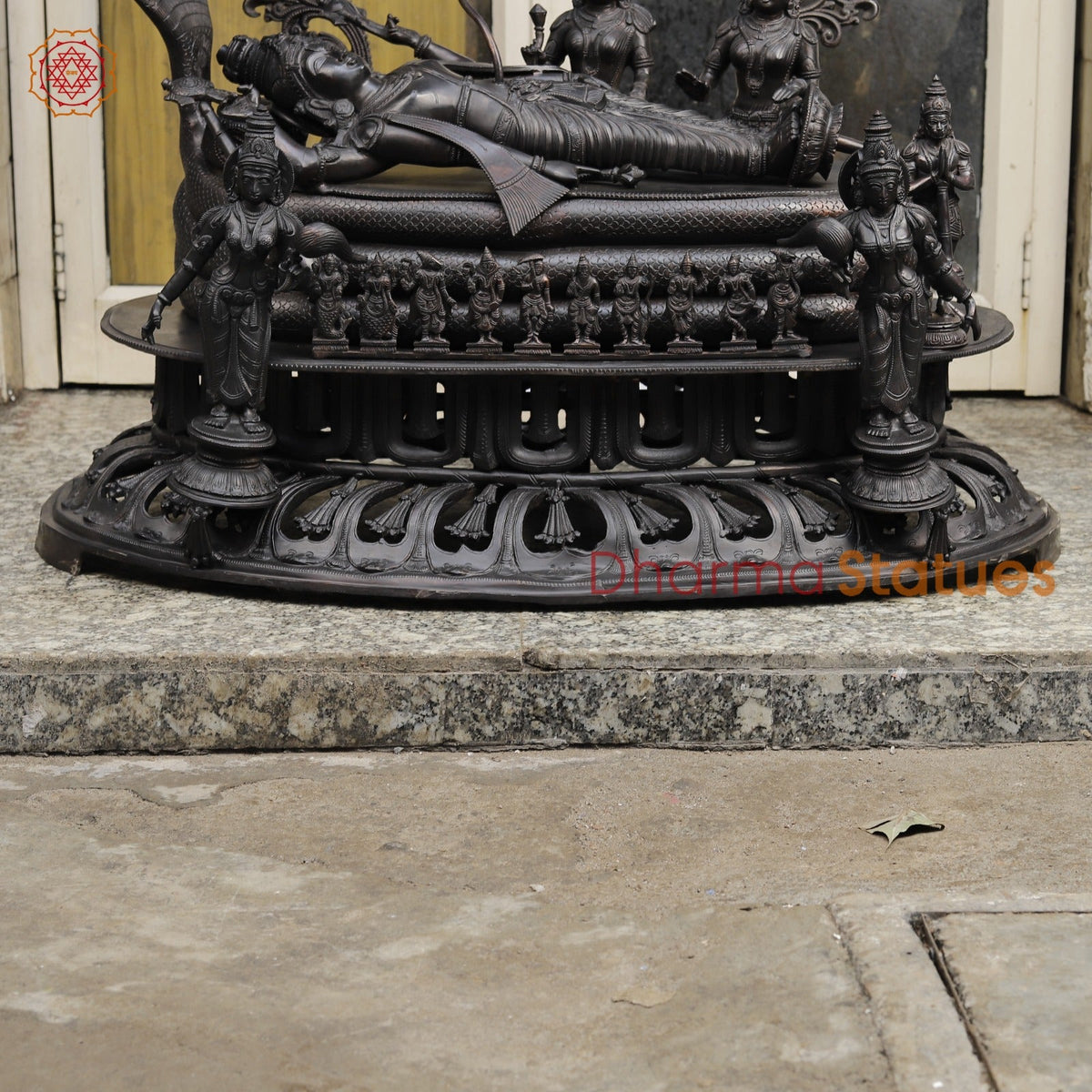 Bronze Vishnu Resting With Lakshmi (Anantshayiana) with Arch Fine, Natural Bronze Finish 43”