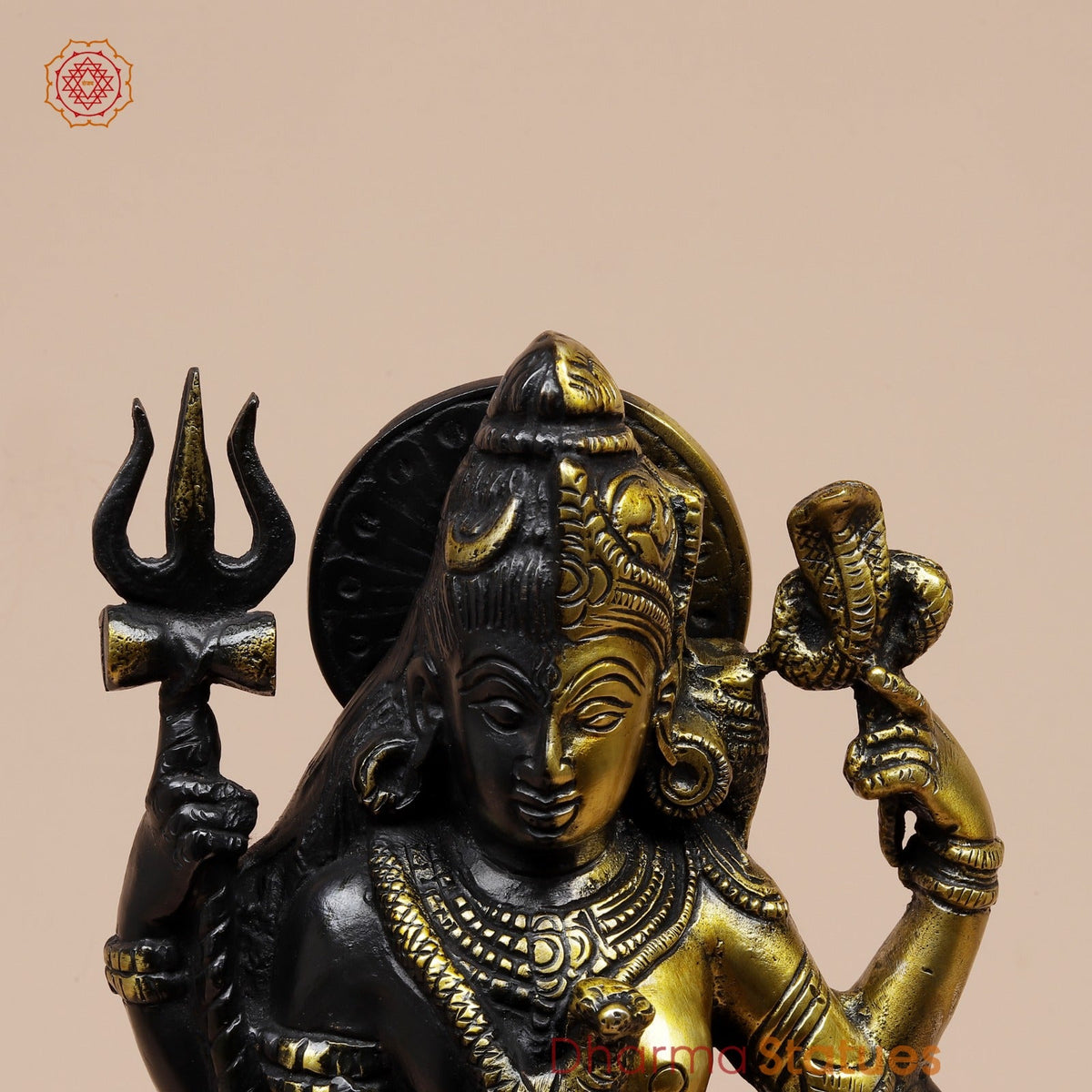 Brass Ardhanarishwar Standing Fine, Dual Tone 13”